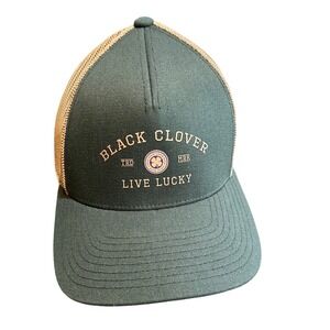 Black Clover Live Lucky Olive Green Tan Trucker Hat Mens Golf Cap
